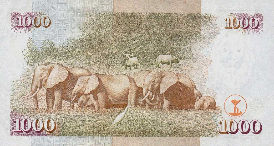 Back of Kenya p45a: 1000 Shillings from 2003