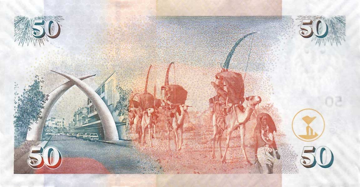 Back of Kenya p47d: 50 Shillings from 2009