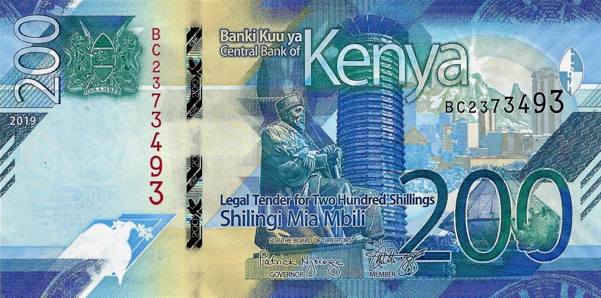 Front of Kenya p54a: 200 Shillings from 2019