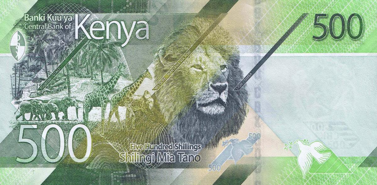 Back of Kenya p55a: 500 Shillings from 2019