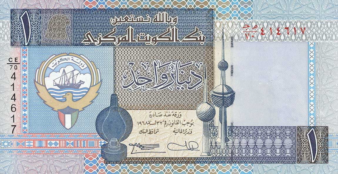 Front of Kuwait p25b: 1 Dinar from 1994