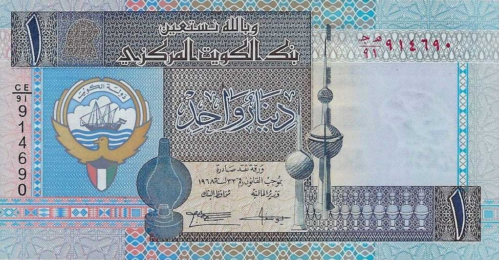 Front of Kuwait p25c: 1 Dinar from 1994