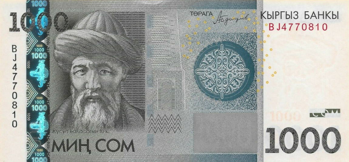 Front of Kyrgyzstan p29b: 1000 Som from 2016