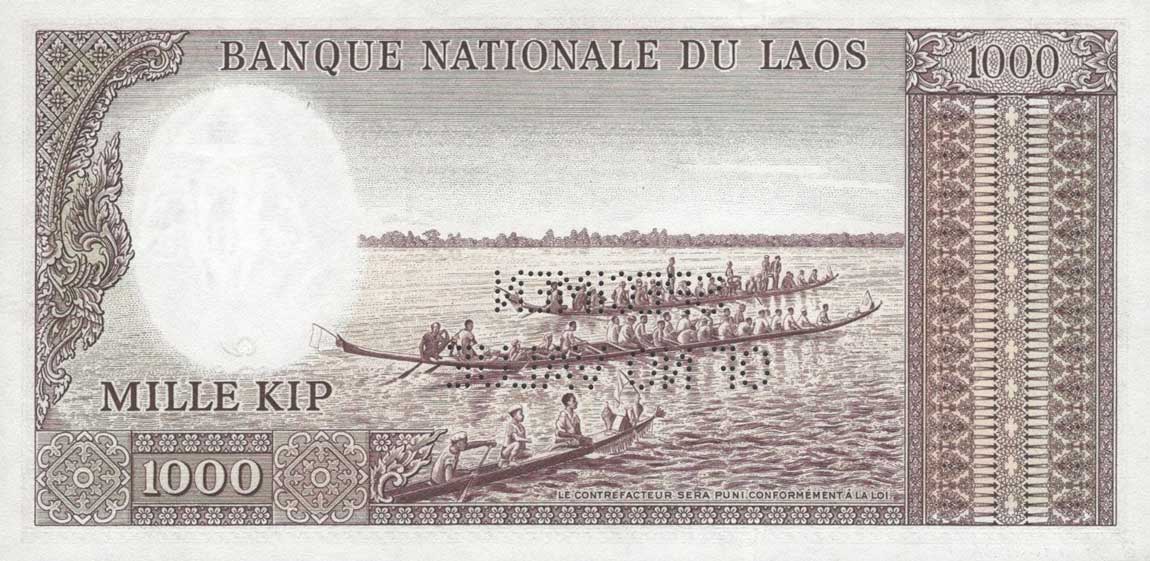 Back of Laos p14s2: 1000 Kip from 1963