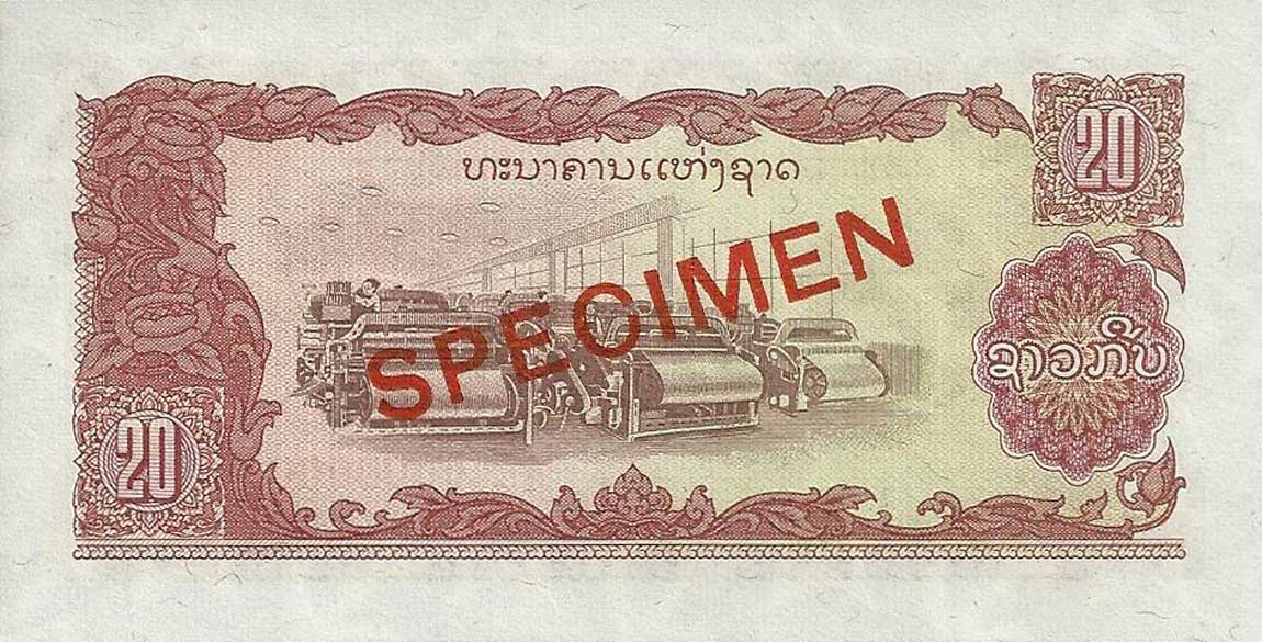 Back of Laos p28s: 20 Kip from 1979