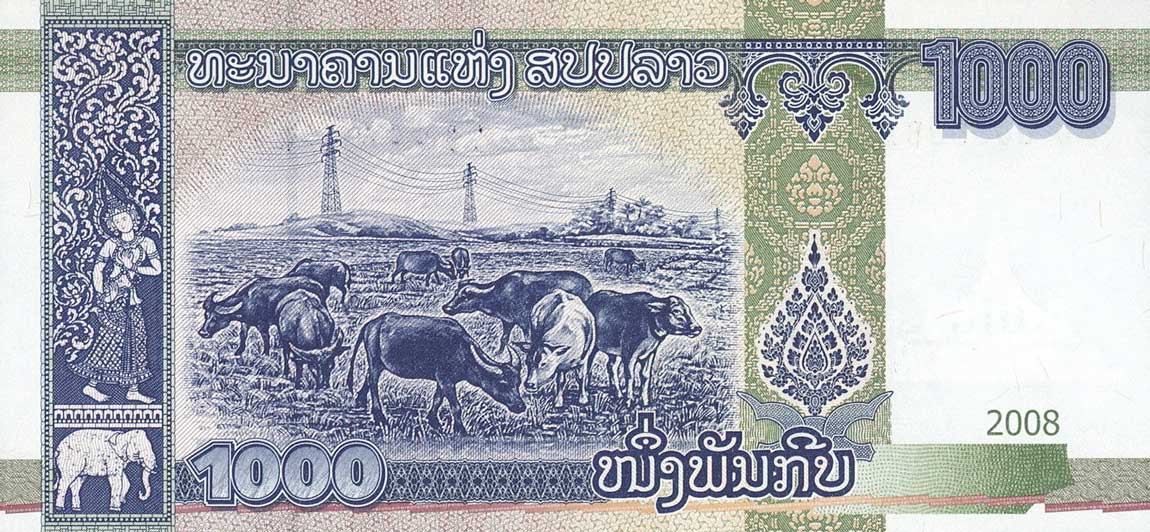 Back of Laos p39r: 1000 Kip from 2008