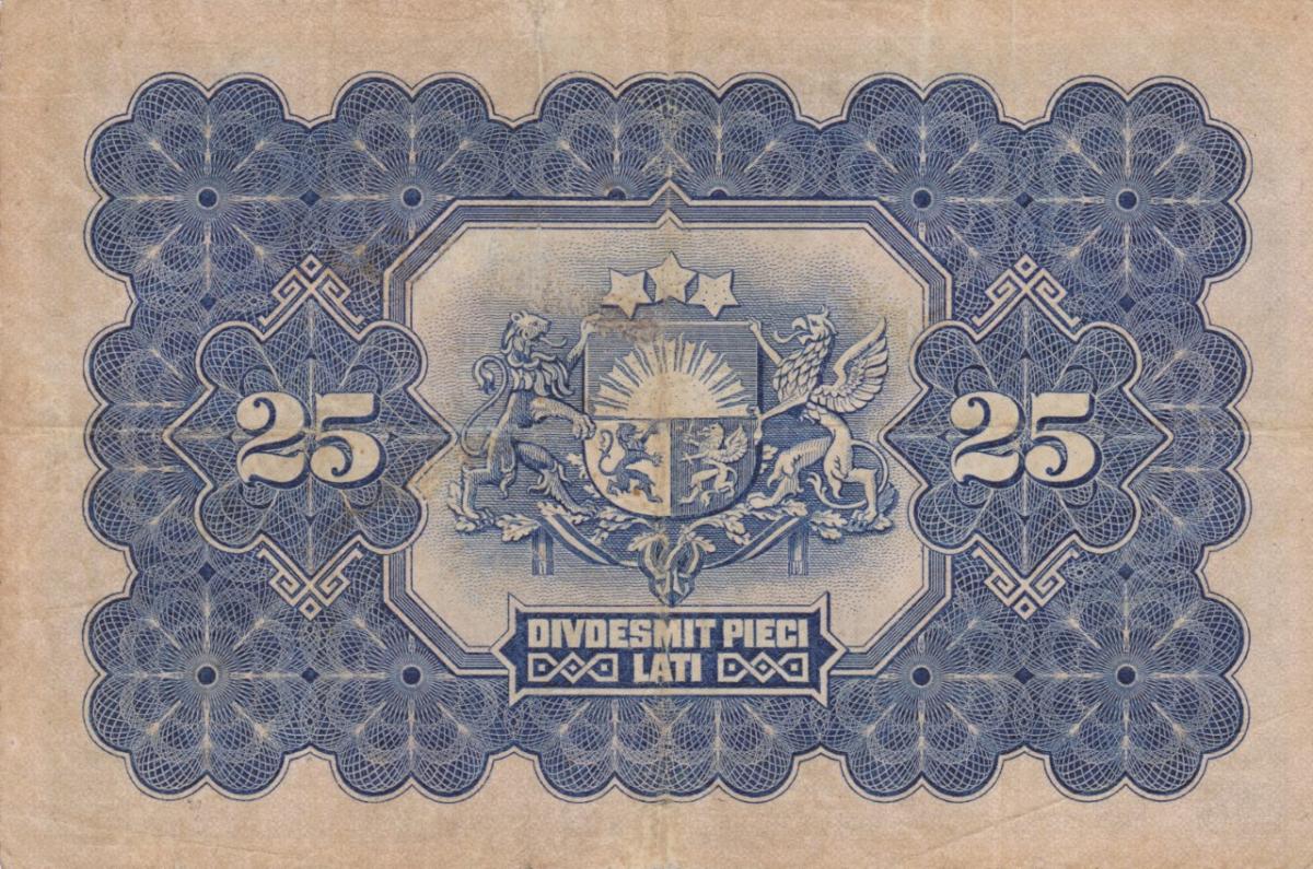 Back of Latvia p18a: 25 Latu from 1928