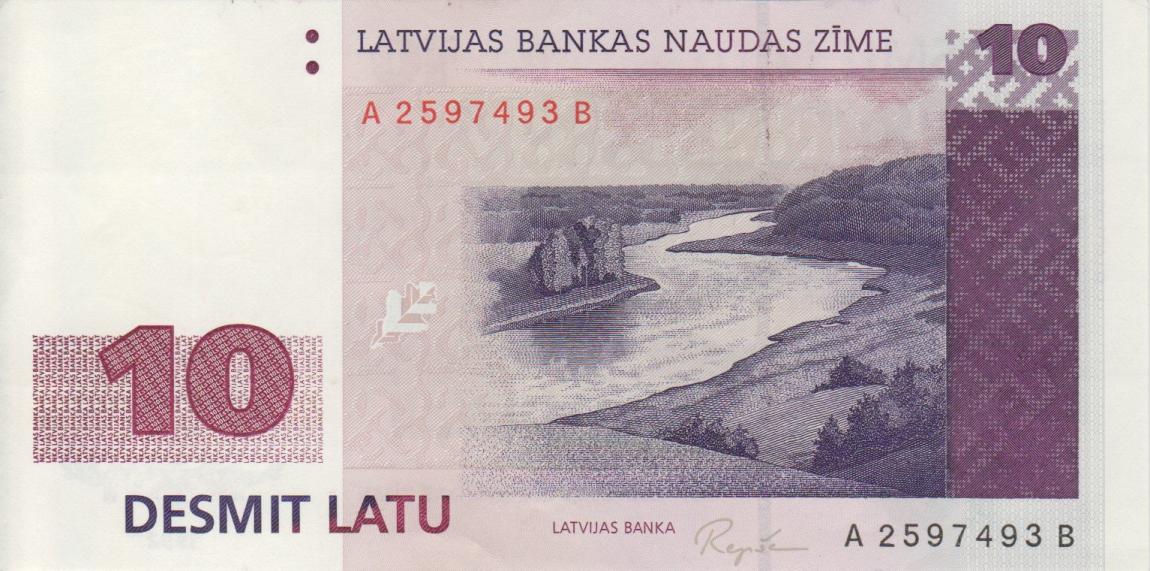 Front of Latvia p44a: 10 Latu from 1992