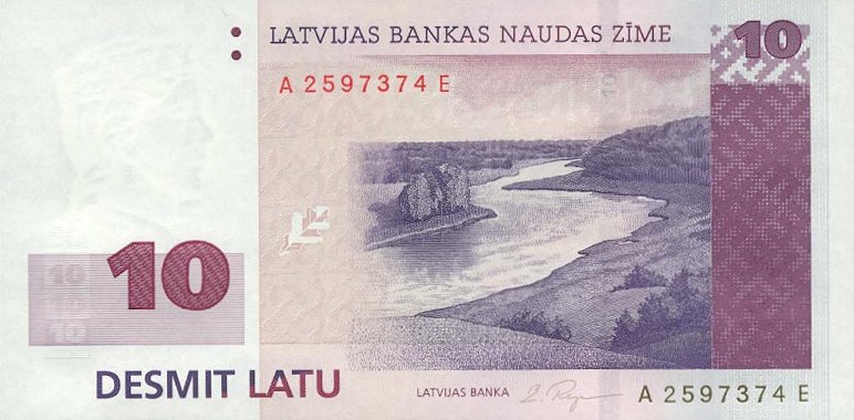 Front of Latvia p50: 10 Latu from 2000