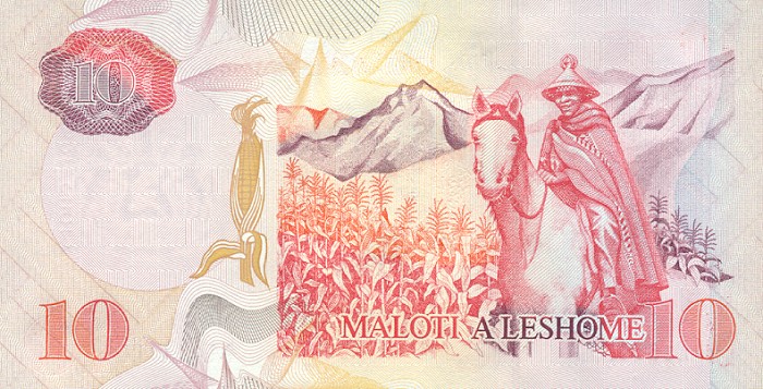 Back of Lesotho p15a: 10 Maloti from 2000
