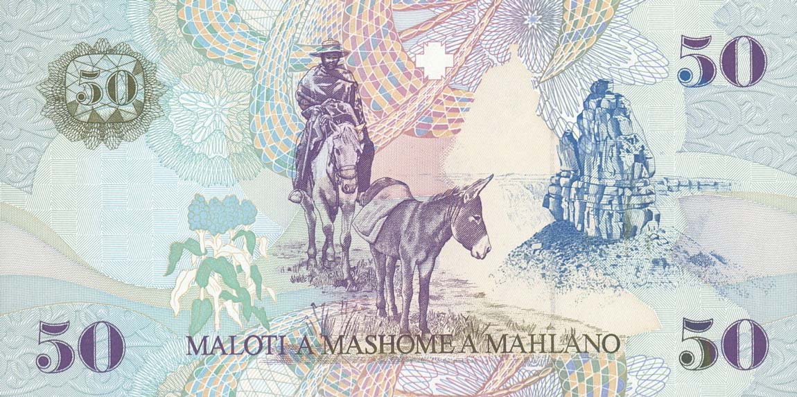 Back of Lesotho p17a: 50 Maloti from 1994