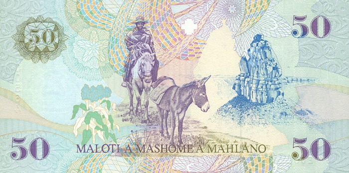 Back of Lesotho p17b: 50 Maloti from 1997
