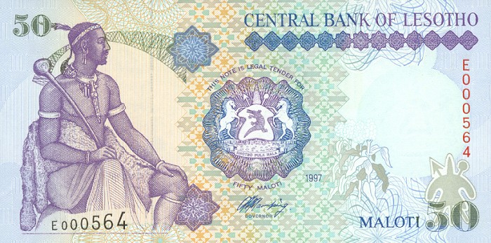 Front of Lesotho p17b: 50 Maloti from 1997