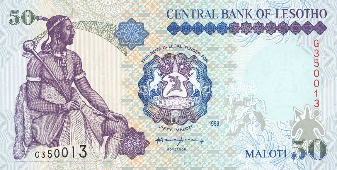 Front of Lesotho p17c: 50 Maloti from 1999