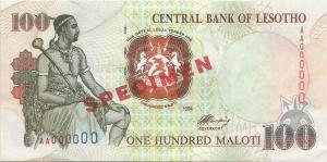 p18s from Lesotho: 100 Maloti from 1994