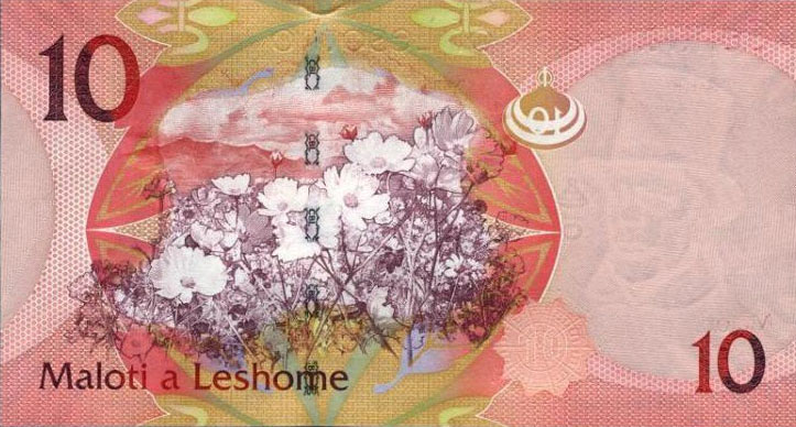 Back of Lesotho p21a: 10 Maloti from 2010