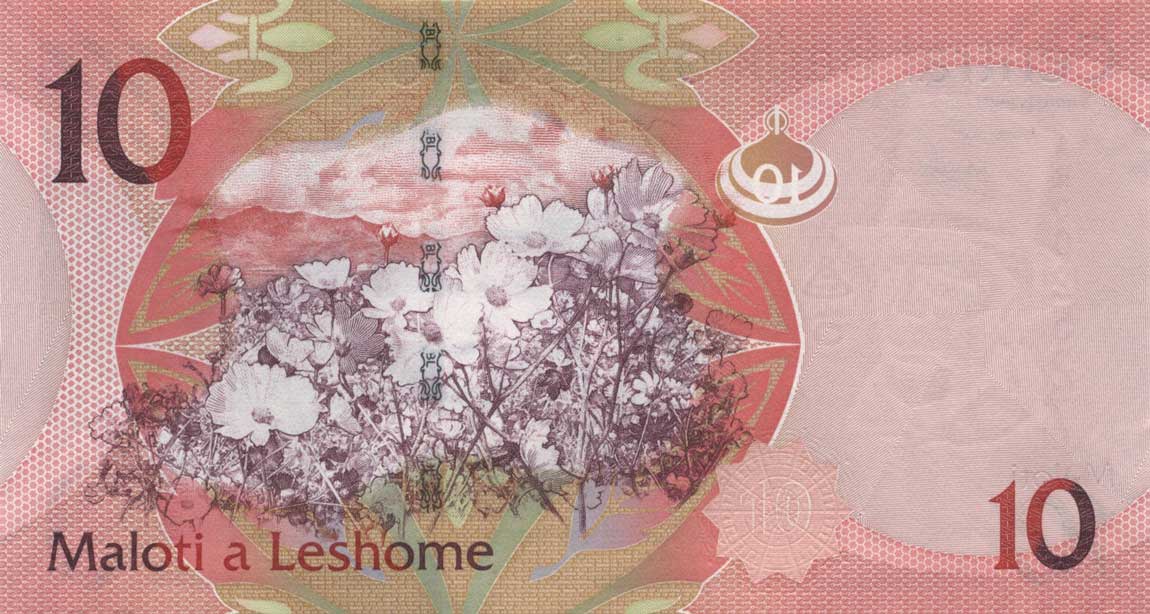 Back of Lesotho p21b: 10 Maloti from 2013