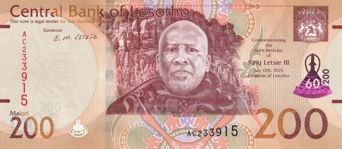 Front of Lesotho p31: 200 Maloti from 2023