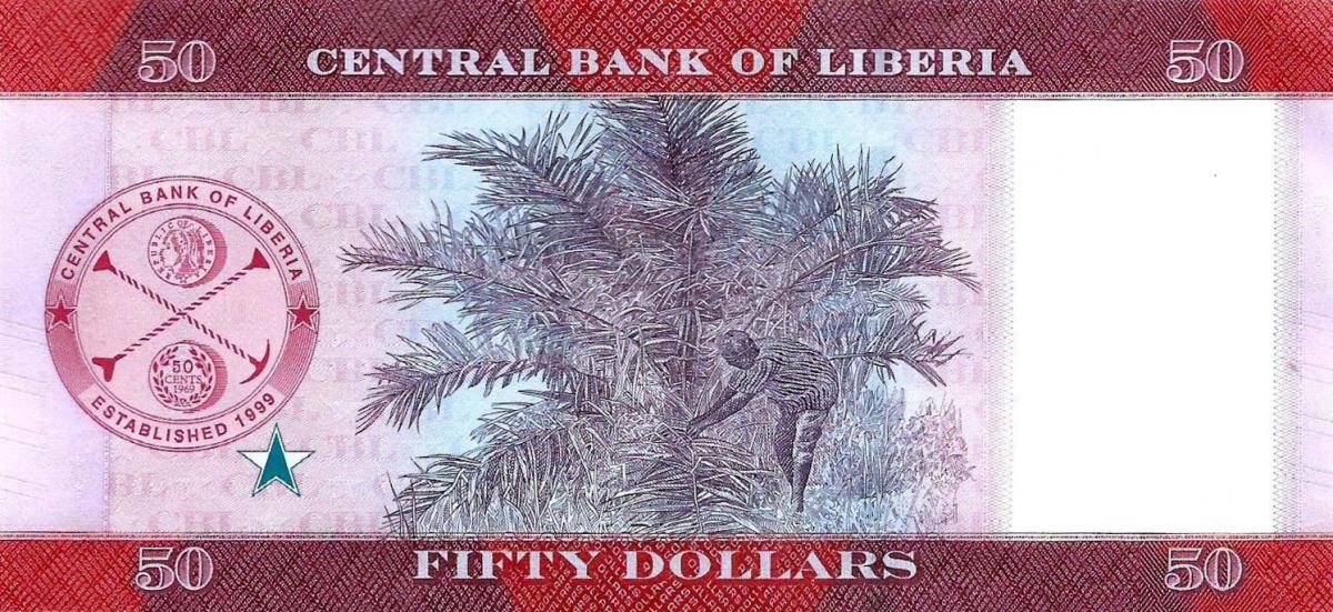 Back of Liberia p38: 50 Dollars from 2022