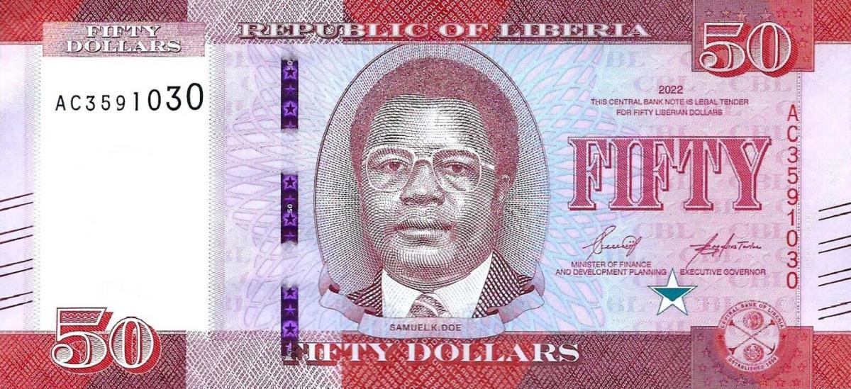 Front of Liberia p38: 50 Dollars from 2022