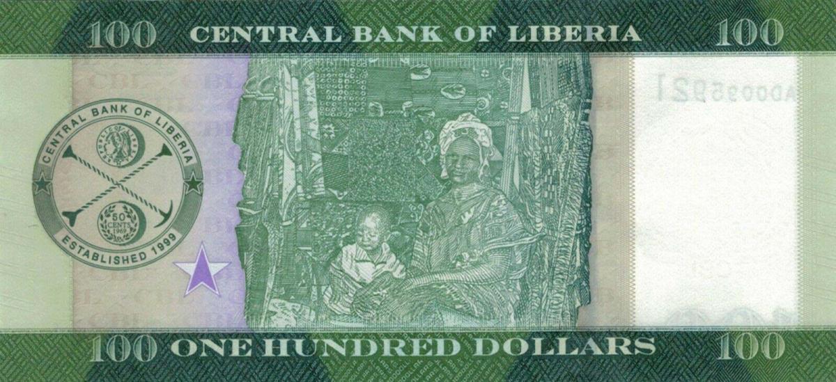 Back of Liberia p35b: 100 Dollars from 2017