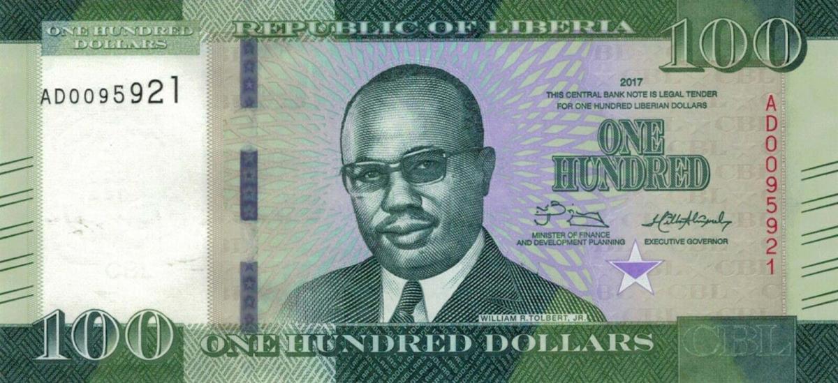 Front of Liberia p35b: 100 Dollars from 2017