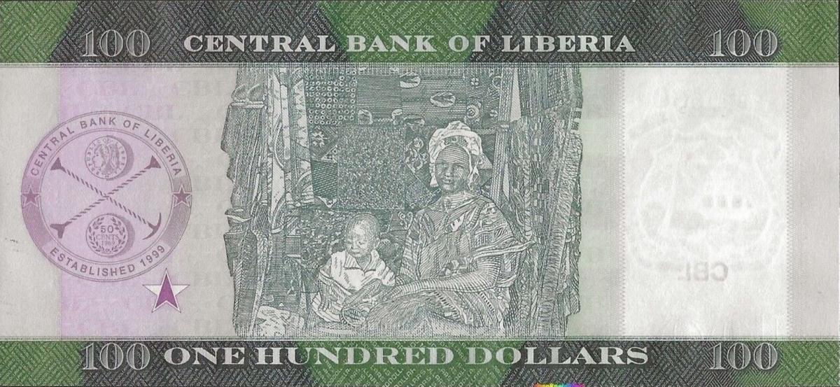 Back of Liberia p39a: 100 Dollars from 2021