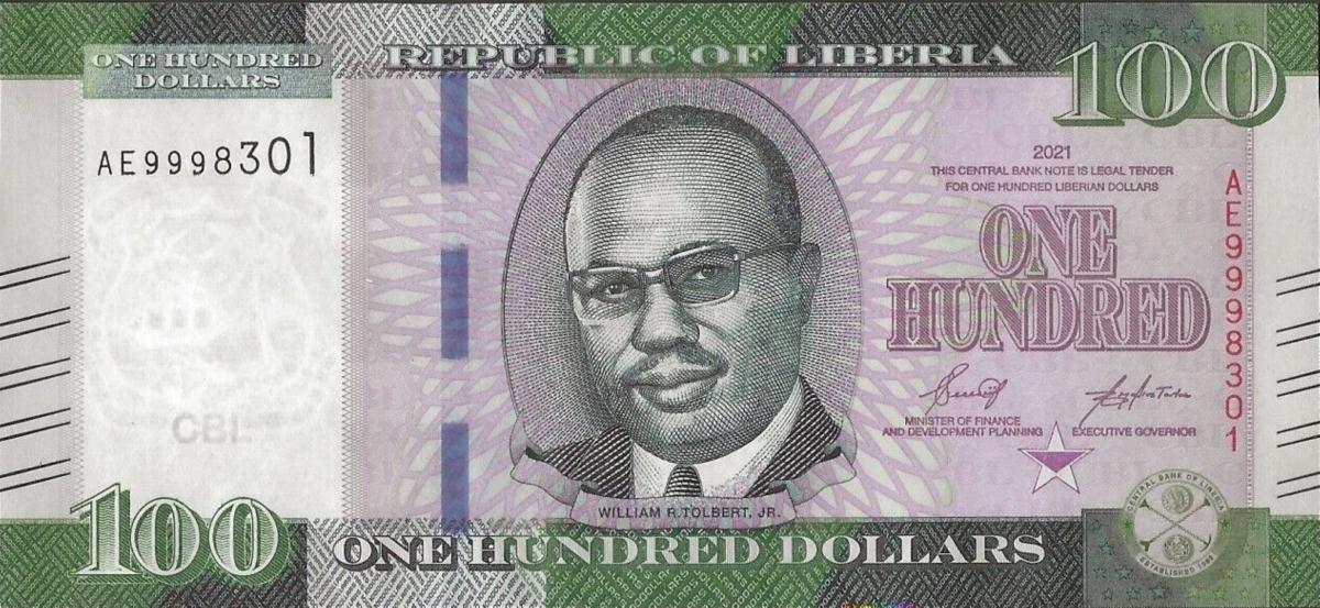 Front of Liberia p39a: 100 Dollars from 2021