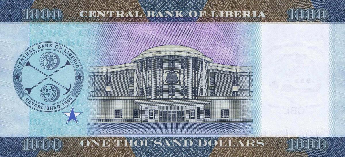Back of Liberia p41: 1000 Dollars from 2022