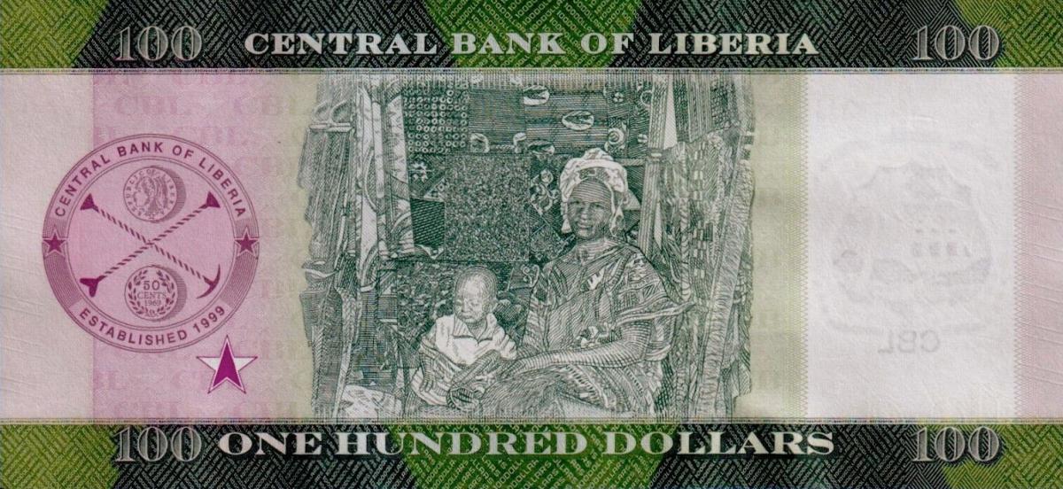 Back of Liberia p39b: 100 Dollars from 2022