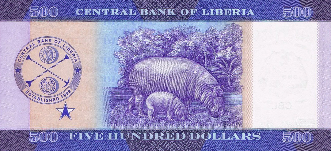 Back of Liberia p40b: 500 Dollars from 2024