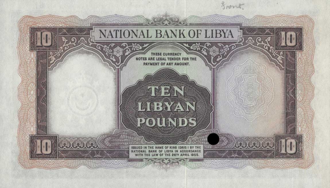 Back of Libya p22s: 10 Pounds from 1955