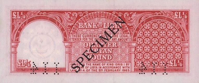 Back of Libya p28s: 0.25 Pound from 1963