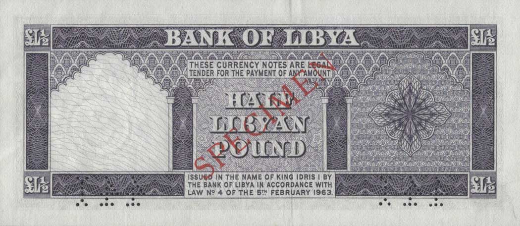 Back of Libya p29s: 0.5 Pound from 1963