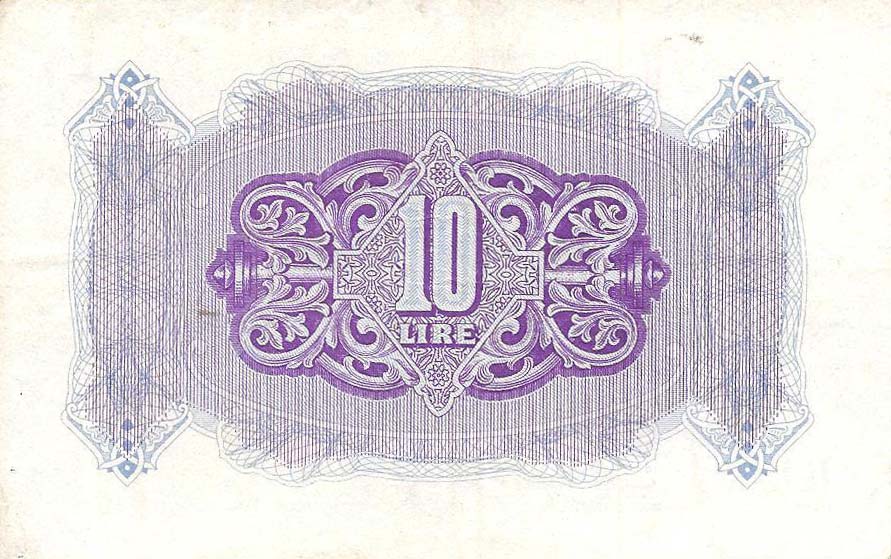 Back of Libya pM4a: 10 Lire from 1943