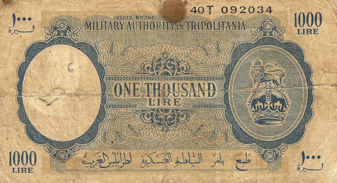 Front of Libya pM8a: 1000 Lire from 1943
