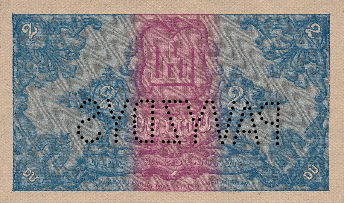 Back of Lithuania p14s1: 2 Litu from 1922