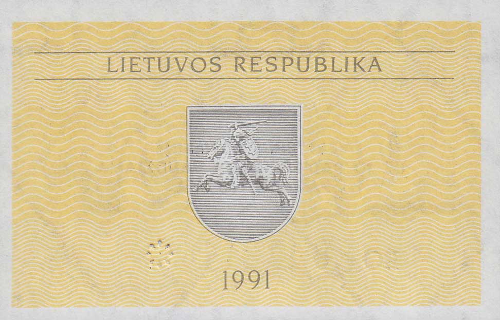 Back of Lithuania p29b: 0.1 Talonas from 1991