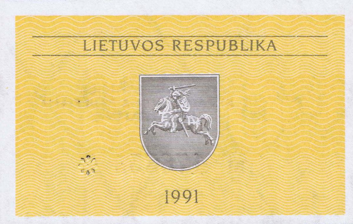 Back of Lithuania p31b: 0.5 Talonas from 1991