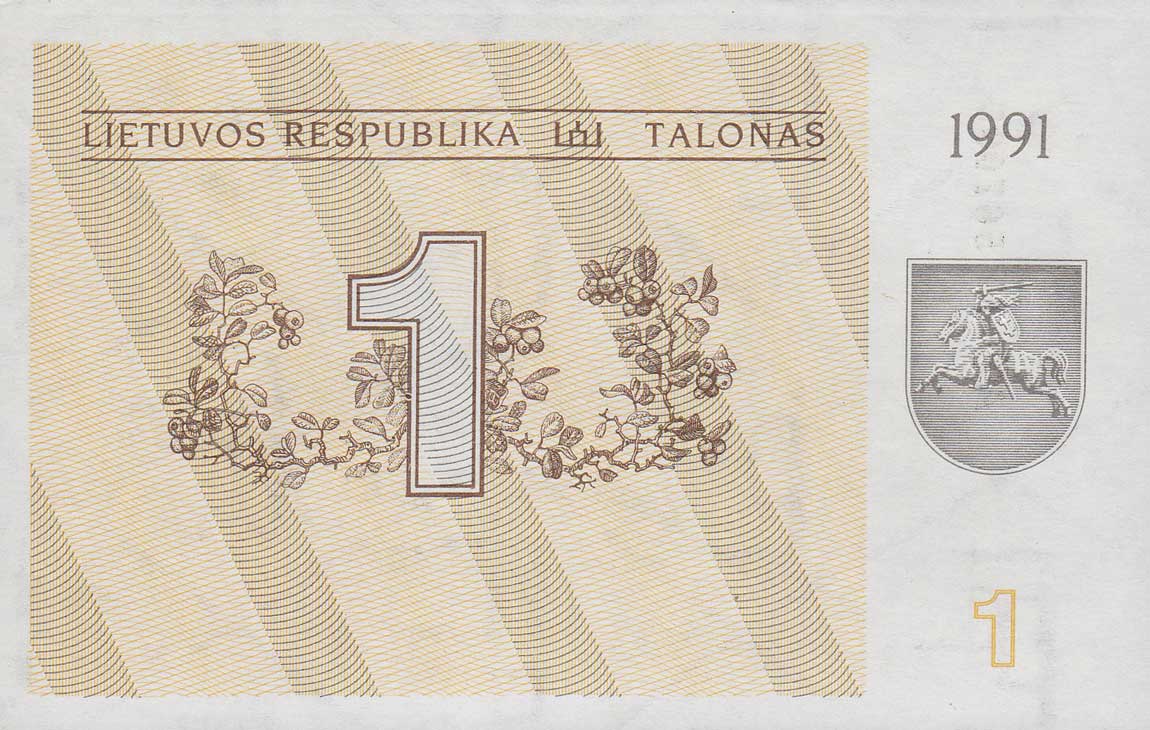 LITHUANIA 0.5 TALONAS 1991 P 31 b WITH 3 TEXT LINE UNC 