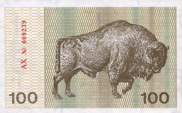 Back of Lithuania p38b: 100 Talonas from 1991