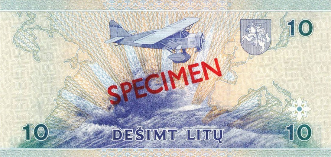 Back of Lithuania p59s: 10 Litai from 1997