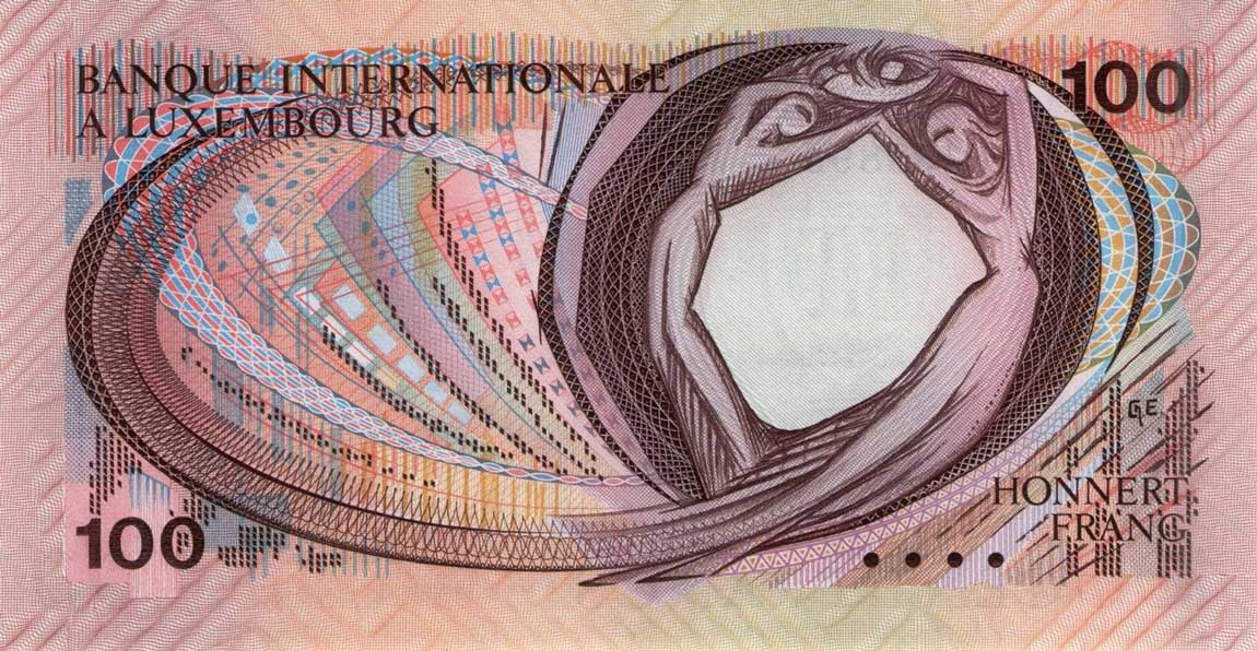 Back of Luxembourg p14Aa: 100 Francs from 1981