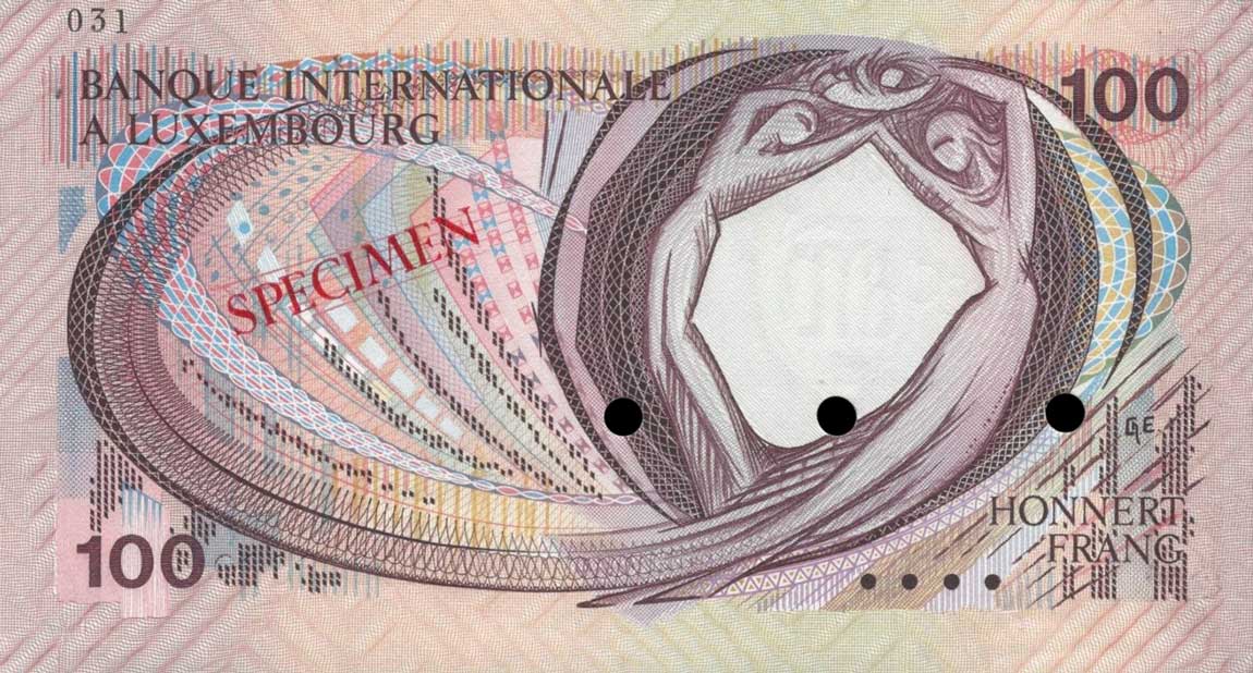 Back of Luxembourg p14As: 100 Francs from 1981