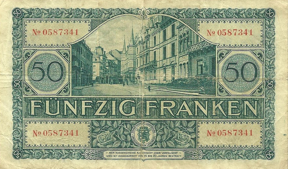 Back of Luxembourg p38a: 50 Francs from 1932