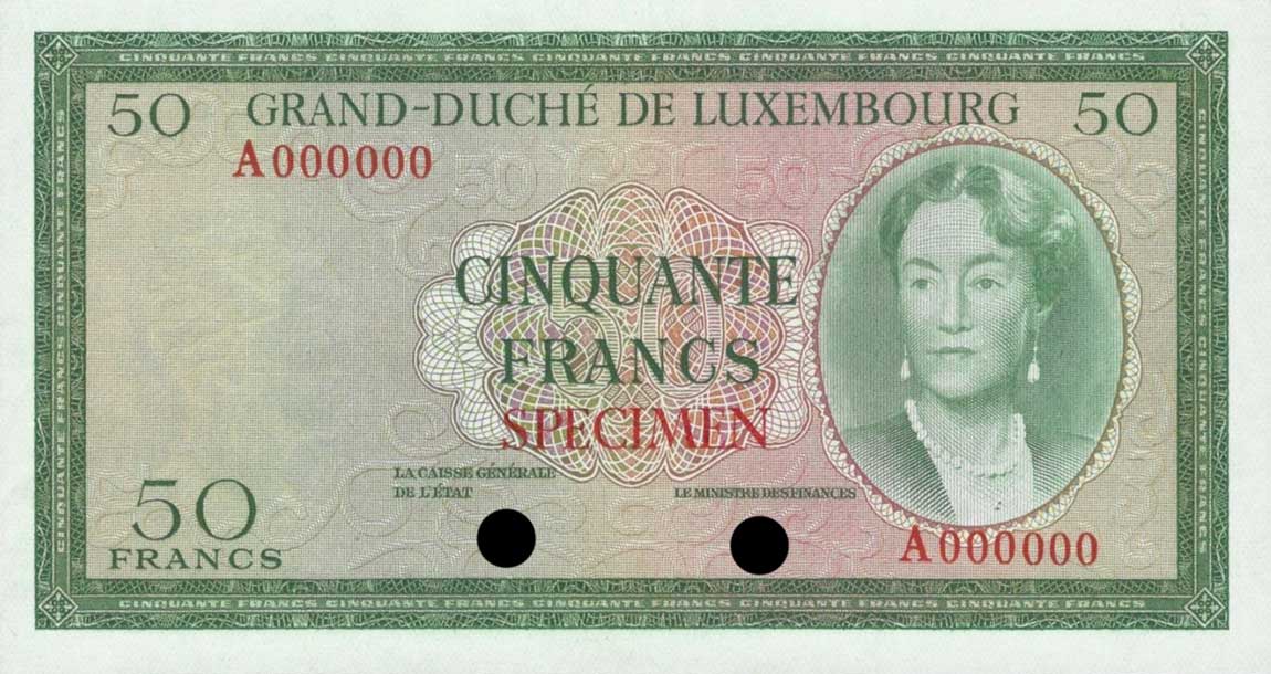 Front of Luxembourg p51ct: 50 Francs from 1961