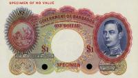 p2ct from Barbados: 1 Dollar from 1938