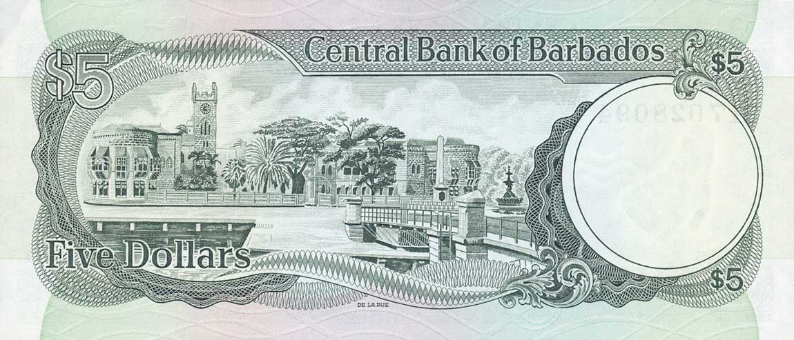 Back of Barbados p43: 5 Dollars from 1993