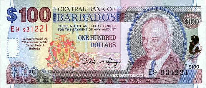 Front of Barbados p53a: 100 Dollars from 1997