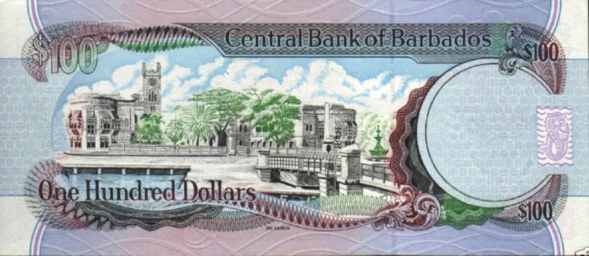Back of Barbados p65b: 100 Dollars from 2000